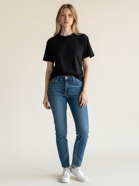 Mid Wash Skinny Jeans for Women - Blue